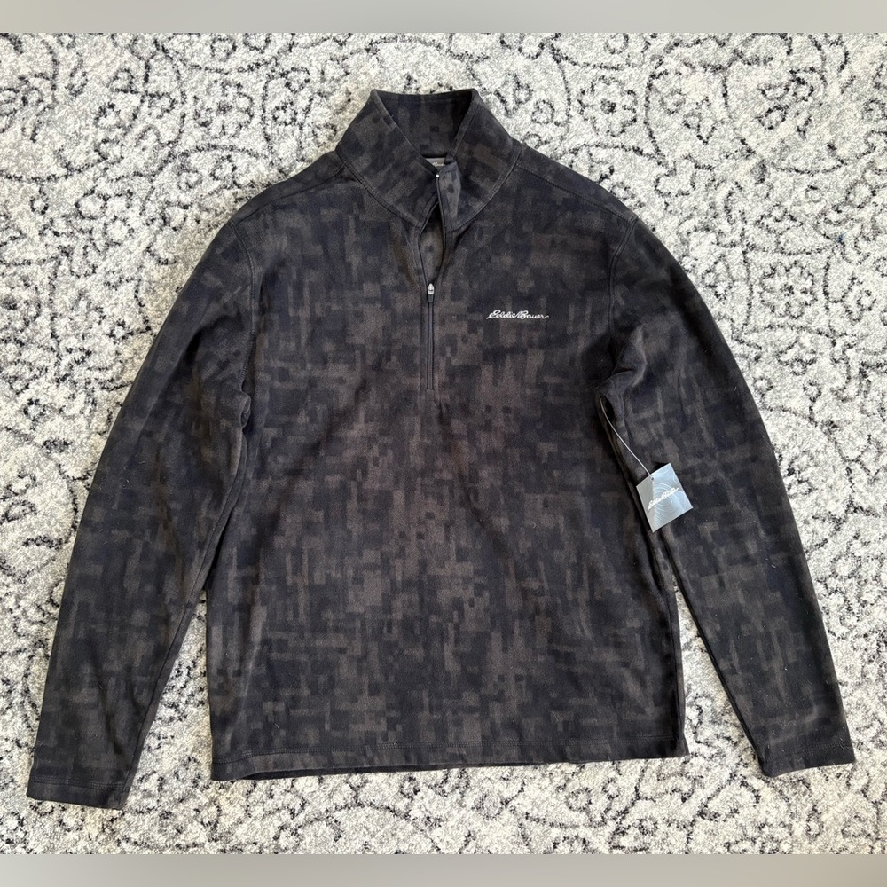 Eddie Bauer Charcoal Camo Quarter-Zip Fleece